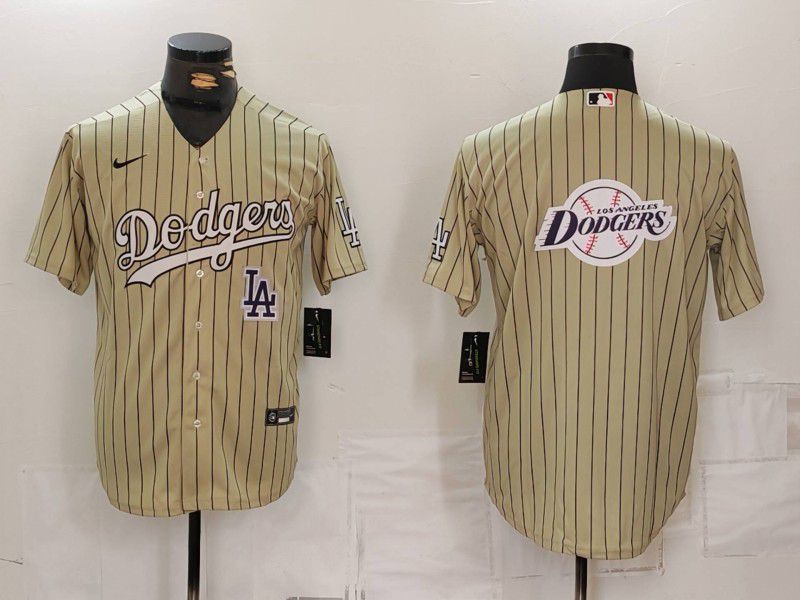 Men Los Angeles Dodgers Blank Cream Stripe Game 2024 Nike MLB Jersey style 10